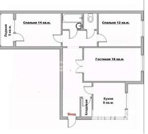 3-к квартира, вторичка, 66м2, 2/10 этаж
