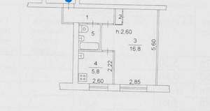 1-к квартира, вторичка, 32м2, 4/6 этаж