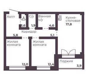 2-к квартира, вторичка, 61м2, 2/17 этаж