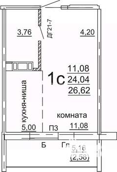 Студия квартира, вторичка, 27м2, 9/10 этаж