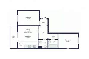 2-к квартира, вторичка, 54м2, 2/10 этаж