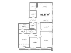 5-к квартира, строящийся дом, 115м2, 23/24 этаж