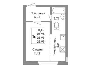 Студия квартира, строящийся дом, 24м2, 2/10 этаж