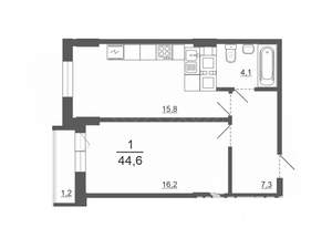 1-к квартира, вторичка, 45м2, 30/30 этаж