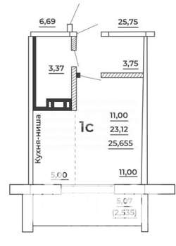 Студия квартира, вторичка, 24м2, 4/10 этаж