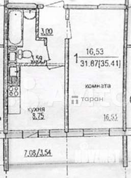 1-к квартира, вторичка, 32м2, 1/10 этаж