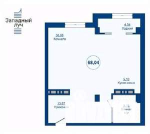 1-к квартира, вторичка, 68м2, 6/24 этаж
