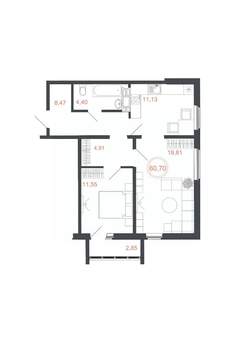 1-к квартира, вторичка, 35м2, 11/16 этаж