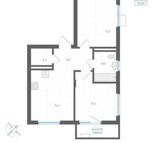 2-к квартира, вторичка, 53м2, 3/18 этаж