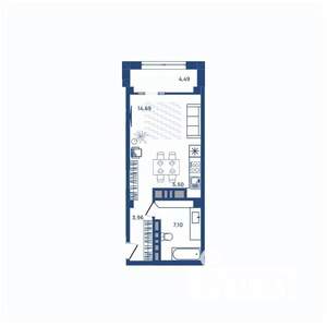 1-к квартира, вторичка, 32м2, 3/23 этаж