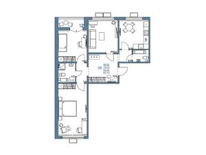 3-к квартира, строящийся дом, 79м2, 6/16 этаж