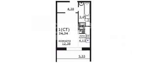 Студия квартира, вторичка, 24м2, 5/18 этаж