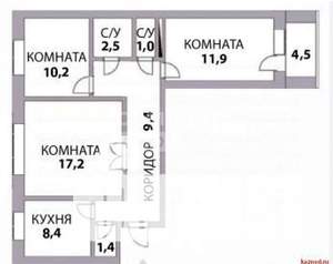3-к квартира, вторичка, 65м2, 1/10 этаж