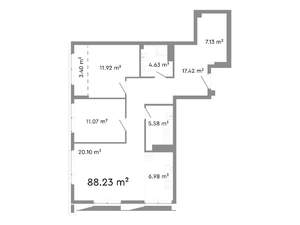 3-к квартира, строящийся дом, 88м2, 3/24 этаж