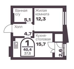 1-к квартира, вторичка, 38м2, 9/8 этаж