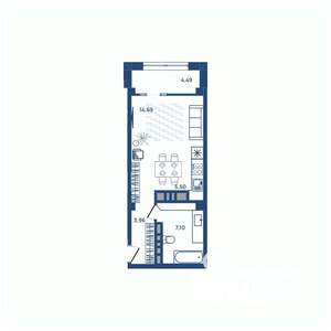1-к квартира, вторичка, 36м2, 4/23 этаж
