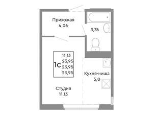 Студия квартира, строящийся дом, 24м2, 2/10 этаж