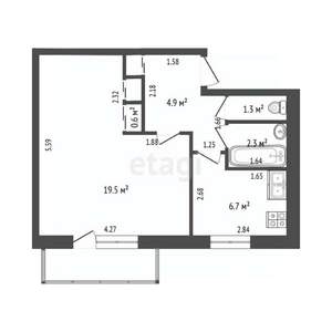 1-к квартира, вторичка, 46м2, 5/5 этаж