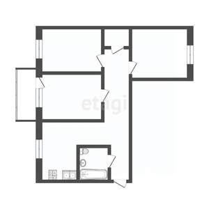 3-к квартира, вторичка, 58м2, 2/5 этаж