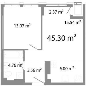 2-к квартира, строящийся дом, 45м2, 6/21 этаж