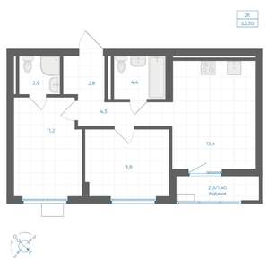 2-к квартира, вторичка, 52м2, 4/10 этаж