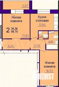 2-к квартира, вторичка, 64м2, 7/10 этаж