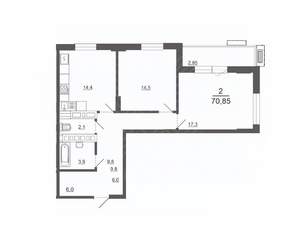 2-к квартира, вторичка, 71м2, 26/30 этаж