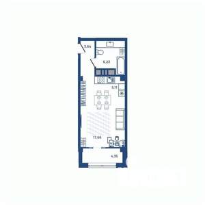 1-к квартира, вторичка, 47м2, 14/23 этаж