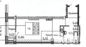 Студия квартира, вторичка, 42м2, 11/24 этаж