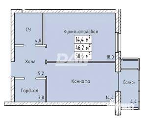 1-к квартира, вторичка, 46м2, 20/29 этаж