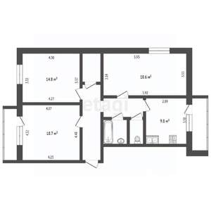 3-к квартира, вторичка, 83м2, 2/6 этаж