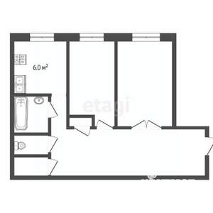 2-к квартира, вторичка, 57м2, 2/5 этаж