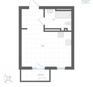 Студия квартира, вторичка, 33м2, 12/18 этаж