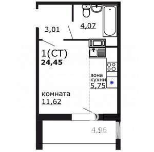 Студия квартира, вторичка, 24м2, 7/18 этаж