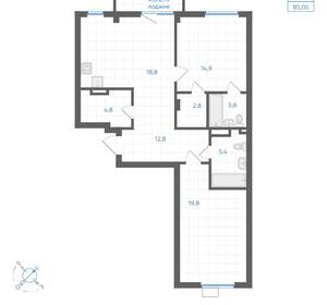 2-к квартира, вторичка, 85м2, 5/18 этаж