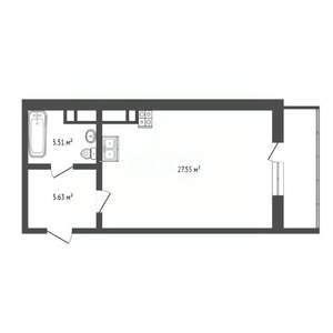 1-к квартира, вторичка, 46м2, 2/19 этаж