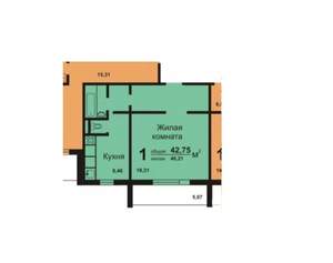 1-к квартира, вторичка, 41м2, 1/10 этаж