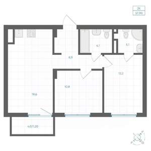 2-к квартира, вторичка, 58м2, 9/18 этаж