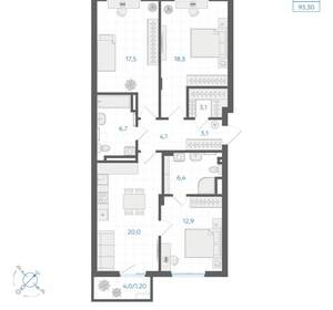 3-к квартира, вторичка, 93м2, 6/18 этаж