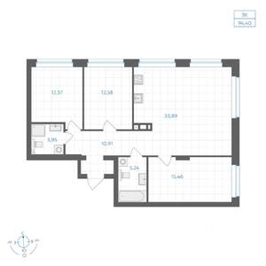 3-к квартира, вторичка, 94м2, 10/30 этаж