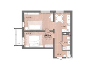 2-к квартира, вторичка, 63м2, 9/13 этаж