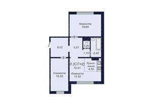 3-к квартира, вторичка, 73м2, 9/16 этаж