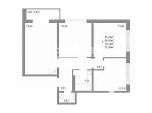 3-к квартира, вторичка, 70м2, 2/16 этаж