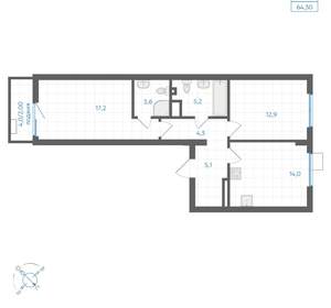 2-к квартира, вторичка, 64м2, 8/18 этаж