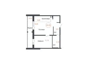 2-к квартира, вторичка, 44м2, 16/17 этаж