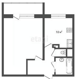 1-к квартира, вторичка, 32м2, 9/9 этаж