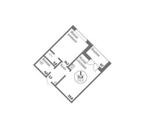 2-к квартира, вторичка, 52м2, 4/23 этаж