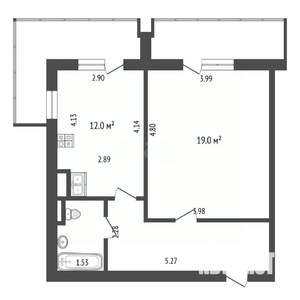1-к квартира, вторичка, 43м2, 9/9 этаж
