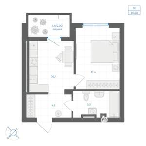 1-к квартира, вторичка, 35м2, 9/18 этаж