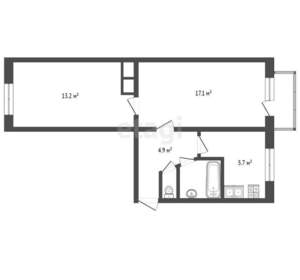 2-к квартира, вторичка, 45м2, 4/5 этаж
